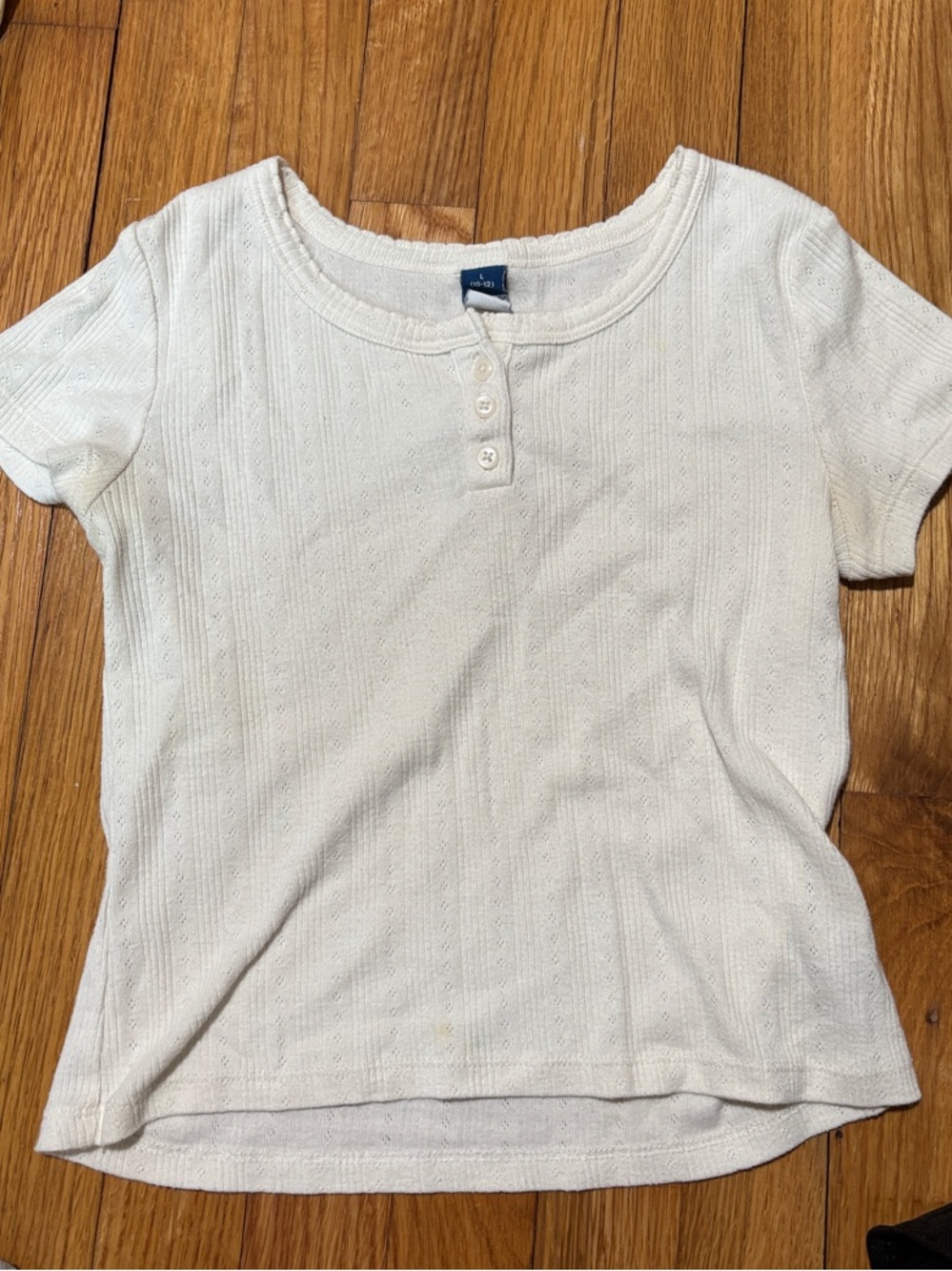Old Navy White Short-Sleeve Henley Tee